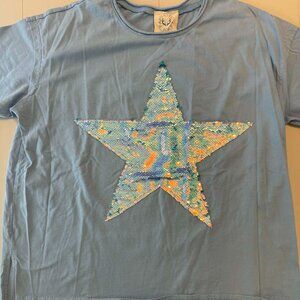 Fantastic Fawn Iridescent Sequin Star Top | Size S | Oversized